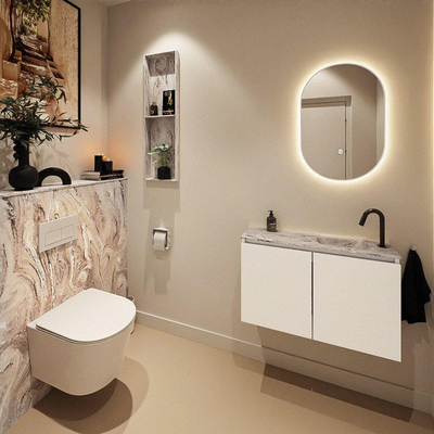 MONDIAZ TURE-DLUX 80cm toiletmeubel Talc. EDEN wastafel Glace positie rechts. Met 1 kraangat.