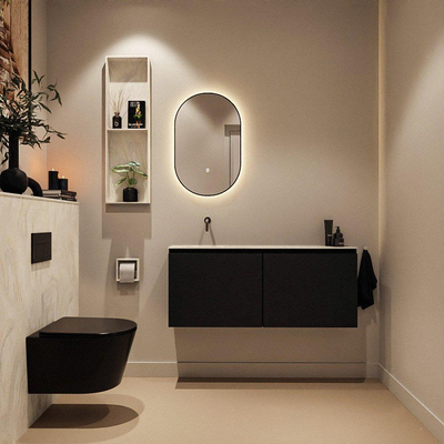 MONDIAZ TURE-DLUX Meuble toilette - 120cm - Urban - EDEN - vasque Ostra - position gauche - sans trou de robinet