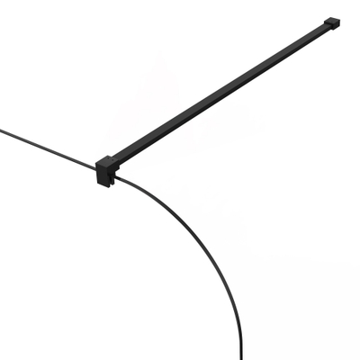 FugaFlow Eccelente Douche à l'italienne en verre - 140x200cm - paroi en verre arrondie - verre clair - bras mural - noir mat