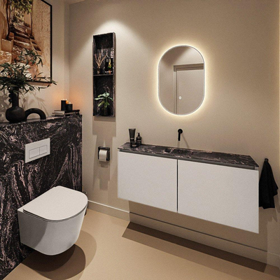 MONDIAZ TURE-DLUX 120cm toiletmeubel Linen. EDEN wastafel Lava positie midden. Zonder kraangat.