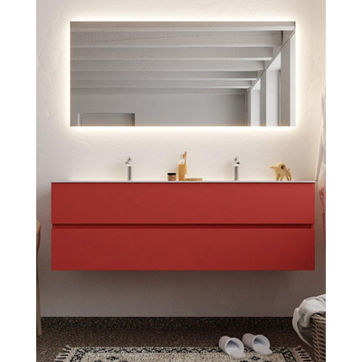 Mondiaz VICA Ensemble de meuble de salle de bain - 150cm - meuble sous-vasque fire - 2 tiroirs - lavabo cloud double - 2 trous de robinet - version XL 60cm haut