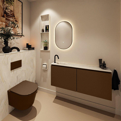 MONDIAZ TURE-DLUX 120cm toiletmeubel Rust. EDEN wastafel Ostra positie links. Met 1 kraangat.