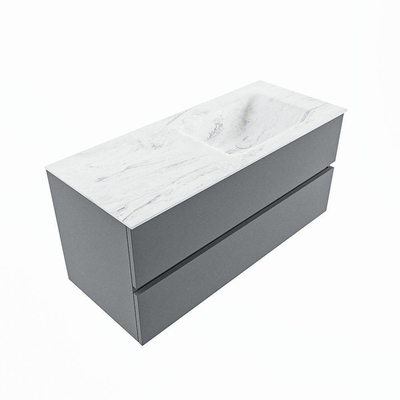 Mondiaz VICA-DLUX ensemble de meuble de salle de bain - 110cm - meuble sous-vasque plata - 2 tiroirs - lavabo encastrée cloud droite - sans trous de robinet - version haute de 60cm - opalo