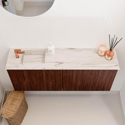Mondiaz JOYA-DLUX 100cm meuble de toilette - couleur Ruby - Vasque FAYE position Gauche 1 trou de robinet couleur Nata.