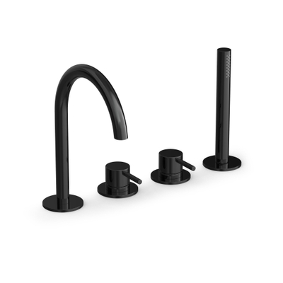 Hotbath COBBER Combinaison pour rebord de baignoire mitigeur monotrou avec une poignée m Noir poli PVD
