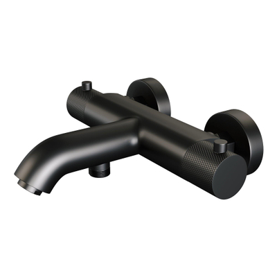 Brauer Black Carving Badkraan opbouw - douchegarnituur - 2 functies - 2 carving knoppen - handdouche Staaf 1 stand - mat zwart TWEEDEKANS