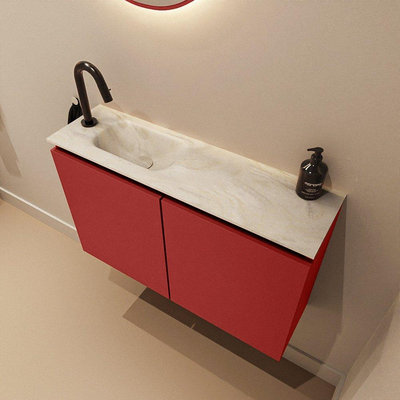 MONDIAZ TURE-DLUX Meuble de WC 80 cm Fire. EDEN vasque Ostra position gauche. Avec 1 trou de robinet.