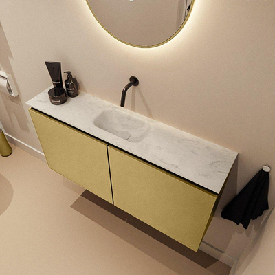 MONDIAZ TURE-DLUX meuble WC 100 cm Oro. EDEN lavabo Opalo position centrale. Sans trou de robinet.