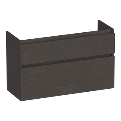 BRAUER Delight wastafelonderkast ondiep - 100x39x60cm - 2 softclose lades - greeploos - 1 sifon uitsparing - Timber Anthracite