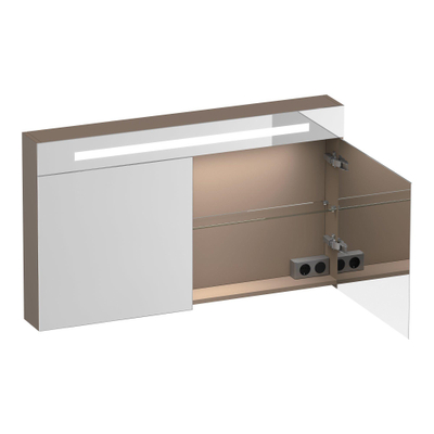 BRAUER Promise Deluxe armoire de toilette - 120x70x15cm - avec éclairage - 2 portes miroir double face - moka mat