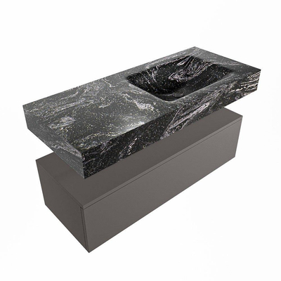 Mondiaz ALAN-DLUX Ensemble de meuble - 110cm - meuble Dark grey mat - 1 tiroir - Lavabo Cloud Lava suspendu - vasque Droite - 1 trou de robinet