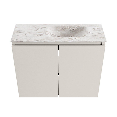 MONDIAZ TURE-DLUX 60cm toiletmeubel Linen. EDEN wastafel Glace positie rechts. Zonder kraangat.