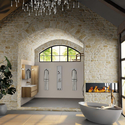 Mondiaz Aivy ensemble meuble de salle de bains - 120x45x50cm - 0 trous de robinet - 1 vasque talc Solid Surface - Droite - 2 tiroirs - Avec armoire de toilette - Mélamine Chai