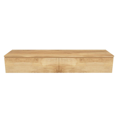 Arcqua living meuble 180x46x30cm 2 tiroirs sans poignée panneau de particules mélaminé chêne naturel