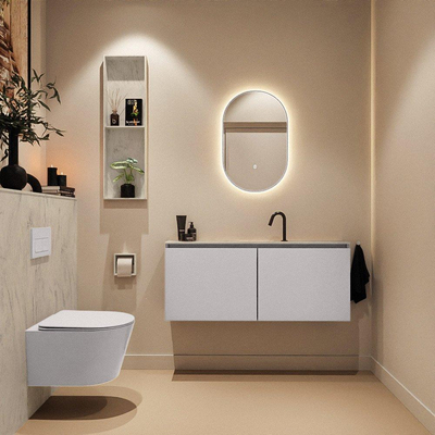 MONDIAZ TURE-DLUX Meuble toilette - 120cm - Cale - EDEN - vasque Opalo - position centrale - 1 trou de robinet