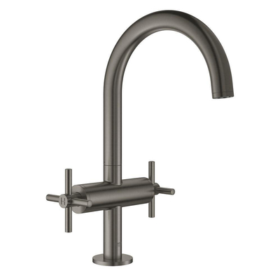 GROHE Atrio Wastafelkraan Opbouw - uitloop 16.6cm - push open - hard graphite geborsteld