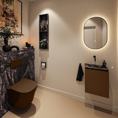 MONDIAZ TURE-DLUX Meuble de toilettes 40 cm Rust. EDEN lavabo Lava position milieu. Sans trou de robinet.