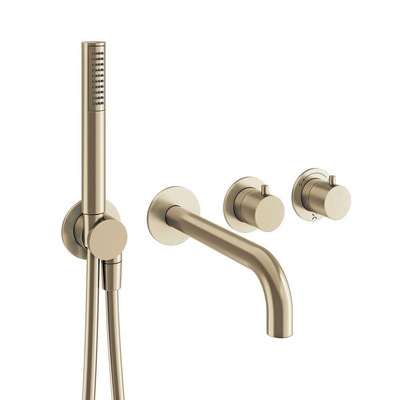 Crosswater MODULE Badkraanset - 2 hendels - baduitloop - handdouche - geborsteld messing (goud)