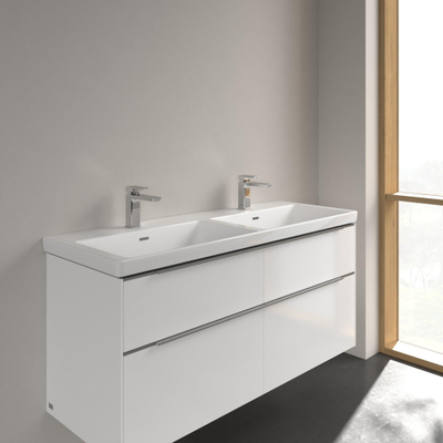 Villeroy & Boch Subway 3.0 lavabo encastrable 130x47x16.5cm Rectangulaire 2 trous de robinet 2 lavabos avec trop-plein Blanc Alpin brillant Ceramic+
