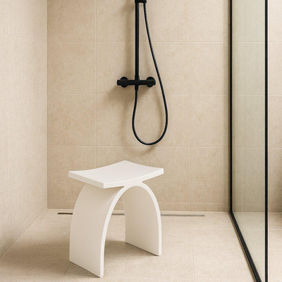 FugaFlow Caria tabouret salle de bain - 42.5x23x42cm - solid surface - Blanc mat