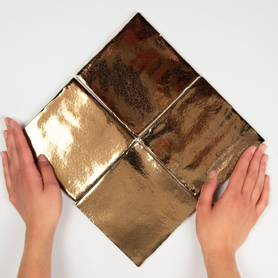 Terravito Viondo wandtegel - 13x13cm - 8mm - vierkant - glans goud