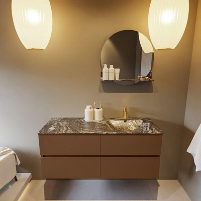 Mondiaz VICA-DLUX ensemble de meuble de salle de bain - 120cm - meuble sous-vasque posé - 4 tiroirs - lavabo encastrée cloud droite - 1 trou de robinet - version haute de 60cm - lave