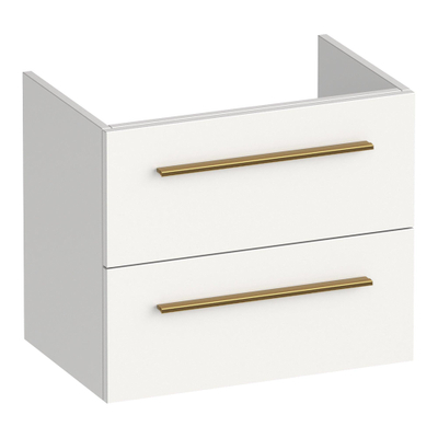 BRAUER Trust meuble sous-lavabo peu profond 60 sans poignées rapportées 2 tiroirs à fermeture douce et 1 découpe pour siphon - blanc mat