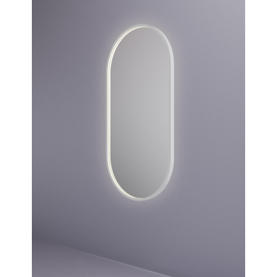 Hotbath &MORE Miroir Ovale éclairage LED direct et indirect chauffage de miroir dimmable avec télécommande Blanc mat