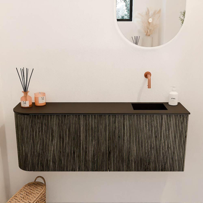 Mondiaz JOYA 111.6cm meuble de toilette - arrondi gauche couleur Shadow - Vasque FAYE position Droite Sans trou de robinet couleur Urban