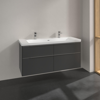 Villeroy & Boch Subway 3.0 wastafelonderkast - 127.2x57.9cm - 4 lades - Graphite (grijs)