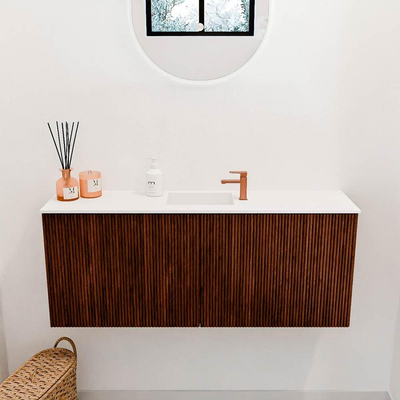 Mondiaz JOYA 100cm toiletmeubel - kleur Ruby - Wastafel FAYE positie Midden 1 kraangat kleur Talc.