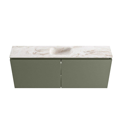 MONDIAZ TURE-DLUX Meuble de toilette 120 cm Army. EDEN lavabo Frappe position milieu. Avec 1 trou de robinet.