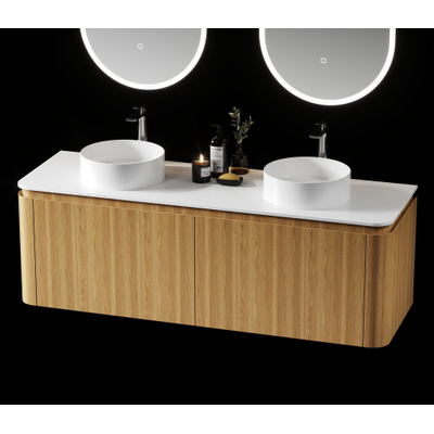 Saniclass Terra Wastafelonderkast - 140cm - 4 lades - afgeronde hoeken - sandwood