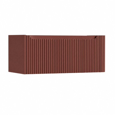 H&R Badmeubelen Juice Wastafelonderkast - 100x45x40cm - rechterhoek afgerond - 3D-front - 1 lade - geïntegreerde greep - terra mat