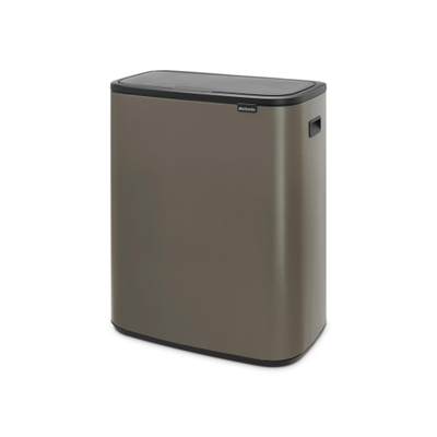 Brabantia Bo Touch Bin Poubelle - 2x30 litres - 2 seau intérieur en plastiques - platinum