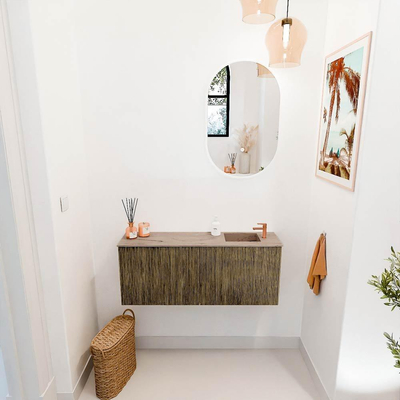 Mondiaz JOYA-DLUX 100cm toiletmeubel - kleur Dusk - Wastafel FAYE positie Rechts 1 kraangat kleur Arena.