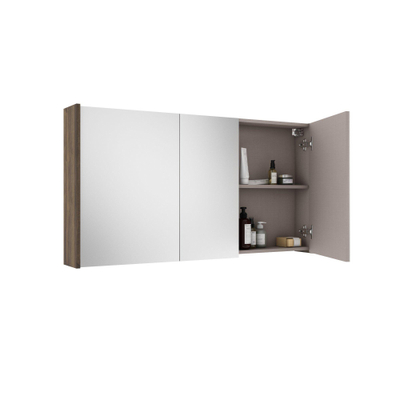 Saniclass Prime Armoire miroir - 120x63x16cm - incluant panneaux latéraux - noyer (bois)