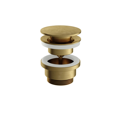 Hotbath Archie Always open plug met schroef rond BBP Geborsteld Messing PVD