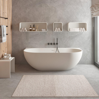 Ideavit Muur Duo Baignoire - 180x80x56cm - trou de trop-plein - bonde clic clac - solid surface - pieds réglables - blanc mat