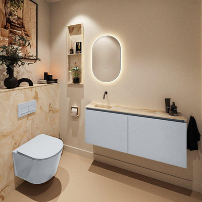 MONDIAZ TURE-DLUX Meuble toilette - 120cm - Clay - EDEN - vasque Frappe - position gauche - sans trou de robinet
