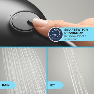 Grohe Vitalio Comfort QuickFix Support pommeau de douche - Ø11cm - 2 jets - 7.4l/min - flexible 175cm - noir mat