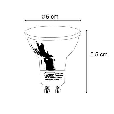 Luedd Lampe LED - lot de 2 - GU10 - 7w - 2700K - 500LM - à intensité réglable