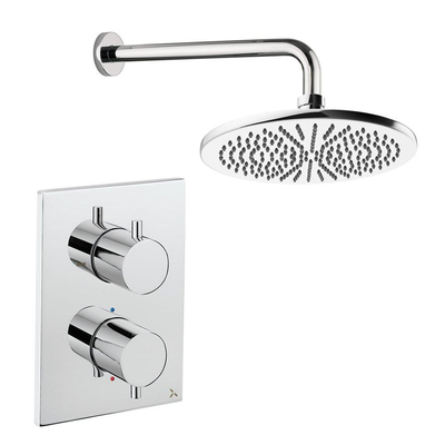 Crosswater MPRO Ensemble de douche de tête encastré - 2 poignées - pomme de douche 30 cm - bras mural - chrome