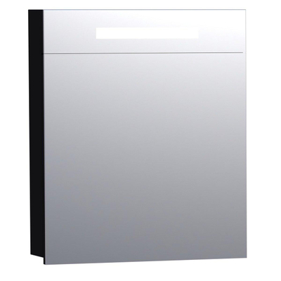 BRAUER 2.0 Spiegelkast - 60x70x15cm - verlichting geintegreerd - 1 linksdraaiende spiegeldeur - MDF - mat zwart