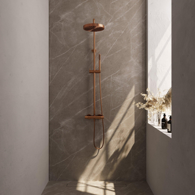BRAUER Stripe Opbouw Thermostatische Regendouche - SET 01 - 25cm hoofddouche - staaf handdouche - doucheslang - koper geborsteld PVD