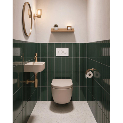 QeramiQ Dely Ensemble de WC - réservoir encastré Qeramiq Flush - abattant 35mm - plaque de commande en plastique blanc brillant - boutons ronds - beige