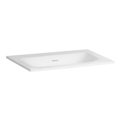 BRAUER Glacier wastafel - 60x46x2cm - 1 wasbak - 0 kraangaten- fine stone - mat wit
