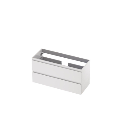 INK Wastafelonderkast - 100x40x52cm - 2 lades - greeploos - MDF lak - Hoogglans wit