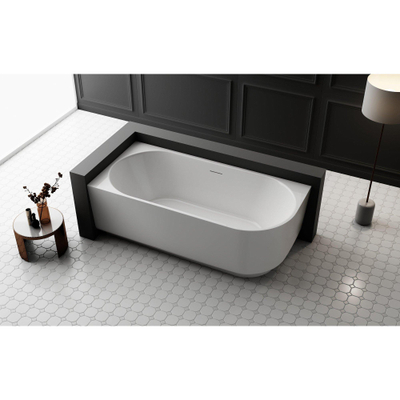 FugaFlow Eccelente Anta baignoire semi-îlot d'angle - gauche - 170x80x58cm - avec vidage - acrylique - blanc mat