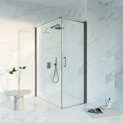 Fortifura Galeria Douchecabine - 70x140x200 - Profiel veiligheidsglas - antikalk - PVD - geborsteld gunmetal (antraciet)
